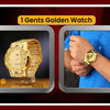 Golden Watch With Golden Chain with Free Digital Watch Combo