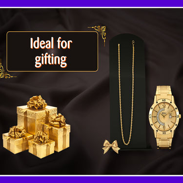 Golden Watch With Golden Chain Combo�